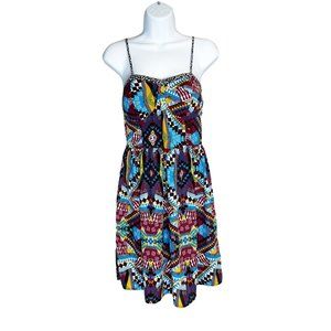 Xhilaration Spaghetti Strap Tribal Print Summer Beach Outdoor Dress Size Medium